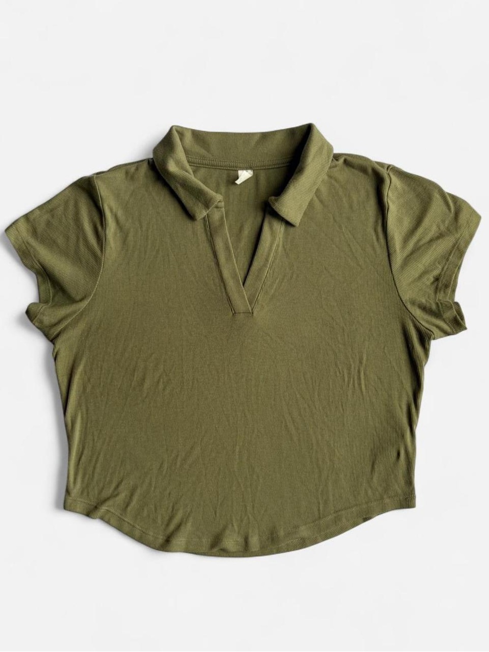 Old Navy UltraLite Go-Dry Rib-Knit Polo Top Olive Green Women’s Large L